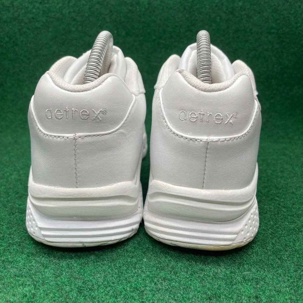 Aetrex X826 White Leather Walking Shoes Womens 7.5 X-Wide Supportive Sneakers